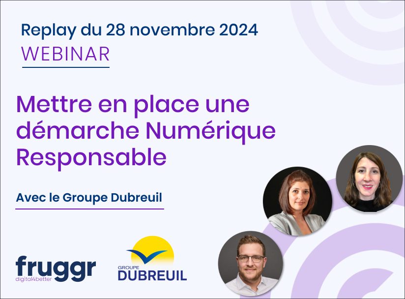 Bannière du webinar pour mettre en place une démarche numérique responsable. Un replay du 28 novembre 2024