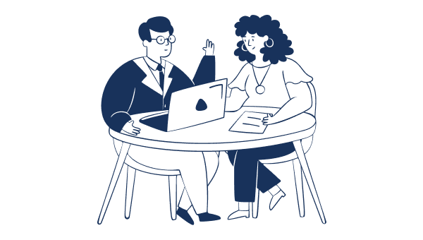 Illustration of 2 people talking