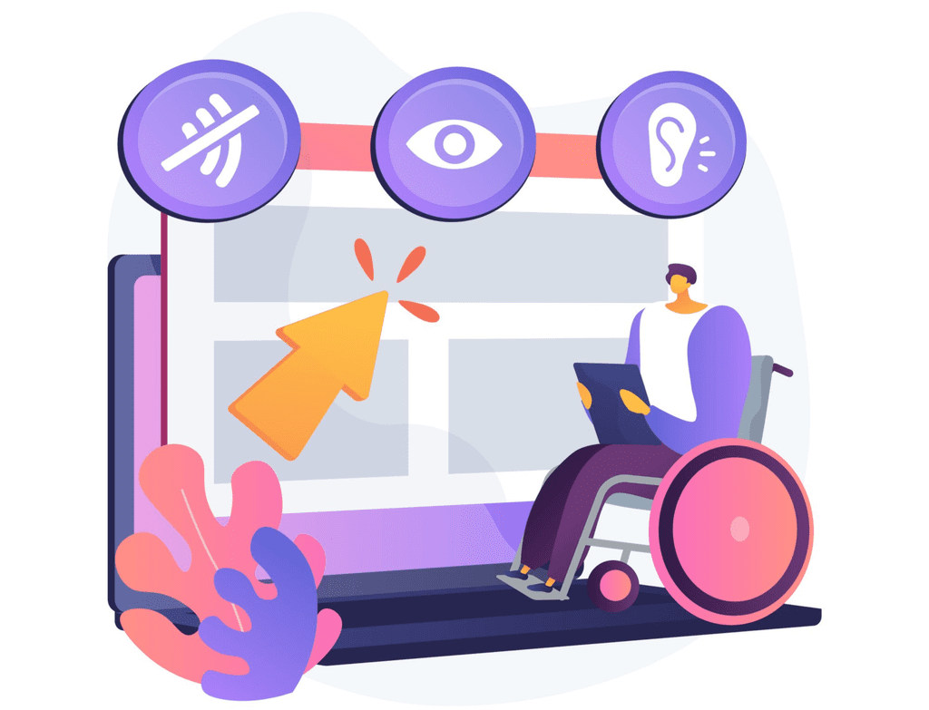 illustration montrant l'accès à un site internet quelque soit le handicap de la personne