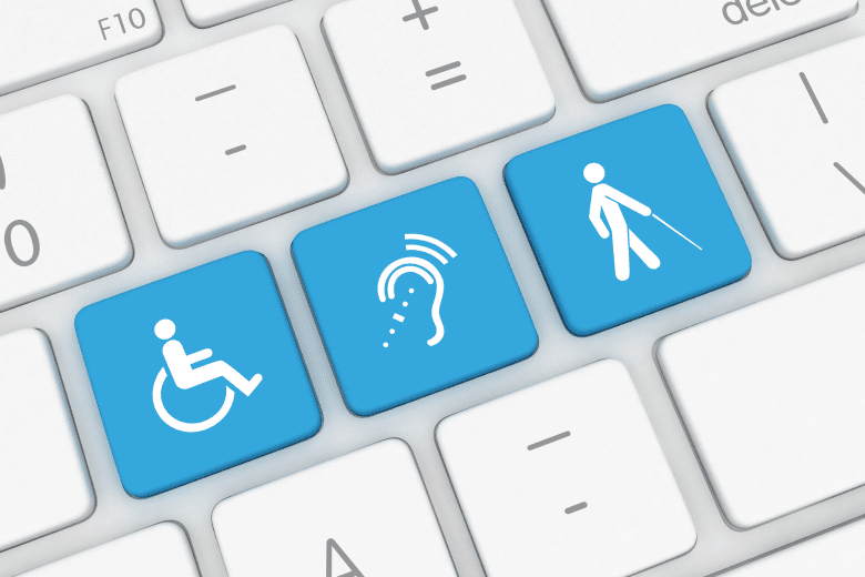 représentation de touche de clavier avec des situation de handicap pour illustrer l'accessibilité numérique
