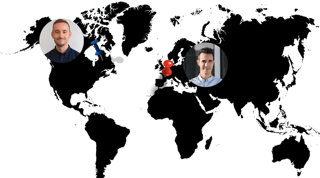 carte du monde, rencontre intercontinentale entre deux experts du numérique