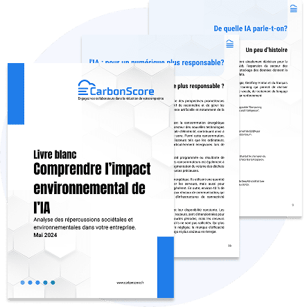 aperçu en trois volets du livre blanc dédié à l'impact environnemental de l'IA